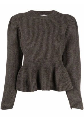 LEMAIRE ribbed-knit peplum-hem jumper - Brown
