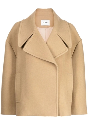 Goen.J double-breasted cropped jacket - Brown