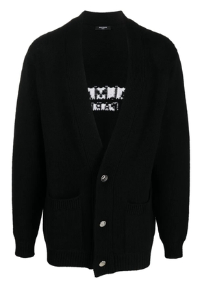 Balmain logo intarsia cardigan - Black
