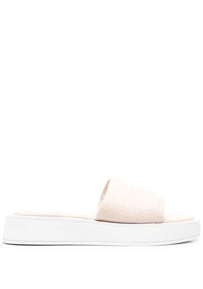 Calvin Klein monogram-vamp chunky sole slides - Neutrals