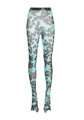 Natasha Zinko Pixel-Roses mesh leggings - Green