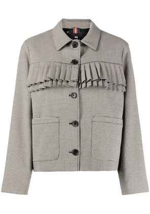 PS Paul Smith check-print pleated fitted jacket - Neutrals