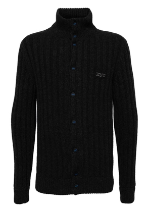Kiton logo-embroidered wool cardigan - Grey