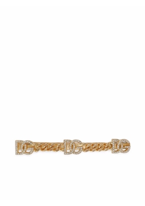 Dolce & Gabbana DG-logo rhinestone-embellished hair clip - Gold