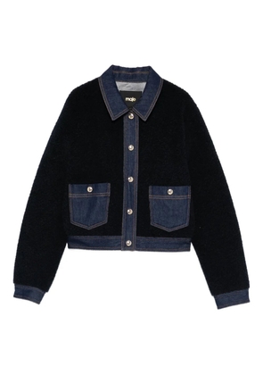 Maje denim-trim shearling jacket - Blue