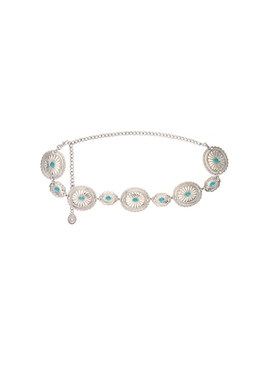 Lovers and Friends Aurea Belt in Metallic Silver,Teal.