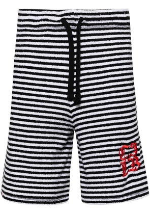 Charles Jeffrey Loverboy striped towelling shorts - Black