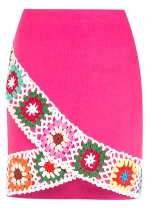 Olympiah crochet-trim wrap mini skirt - Pink