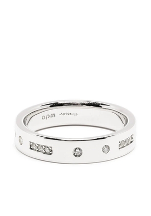 APM Monaco Morse Code band ring - Silver