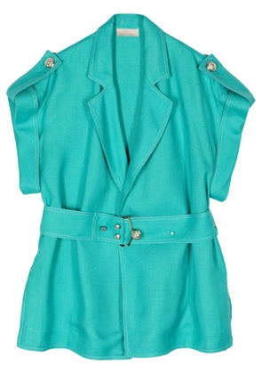 Elie Saab belted short-sleeve jacket - Blue