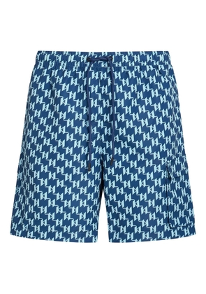 Karl Lagerfeld monogram-pattern swim shorts - Blue