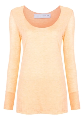 Gloria Coelho scoop-neck long-sleeve top - Orange