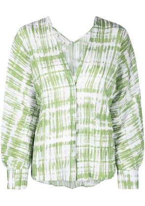 Vince tie-dye long-sleeve silk blouse - Green