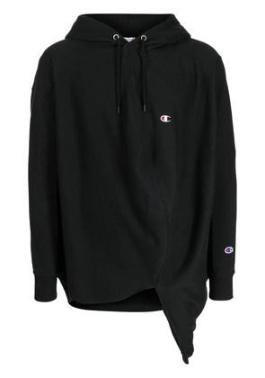 Anrealage draped drawstring hoodie - Black