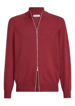 Brunello Cucinelli turtleneck zipper cashmere cardigan - Red