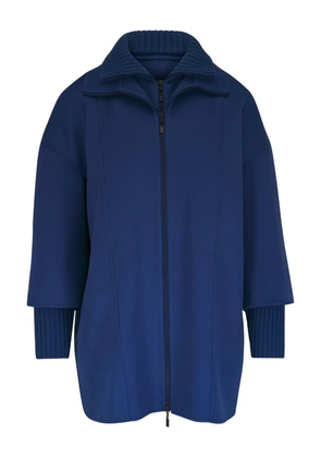 Kinross Cashmere Sapphire ribbed zip coat - Blue