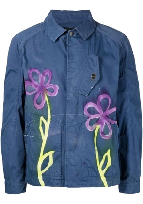 Stain Shade graphic-print button-up jacket - Blue
