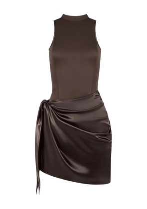 Manière De Voir satin-panelled mini dress - Brown
