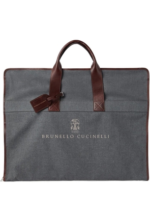 Brunello Cucinelli leather-trimmed suit carrier - Grey