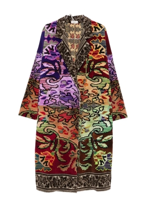 Pierre-Louis Mascia patchwork floral coat - Brown