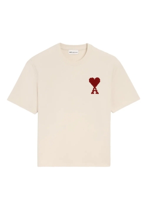 AMI Paris Ami De Coeur logo-embroidered T-shirt - Neutrals