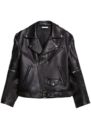 Helmut Lang belted leather biker jacket - Black
