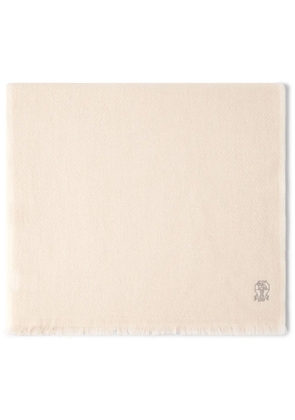 Brunello Cucinelli logo-embroidered scarf - Neutrals