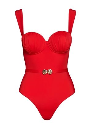 Noire Swimwear belted ruched balconette swimsuit - Red