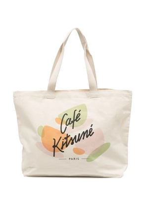 Maison Kitsuné logo-print tote bag - Neutrals