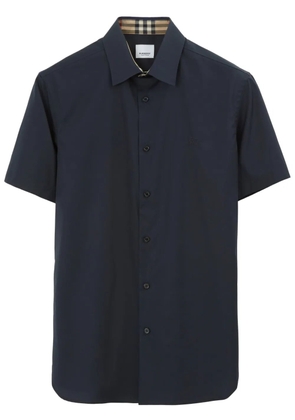 Burberry logo-embroidered cotton shirt - Blue