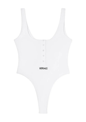 Versace logo-embroidery ribbed bodysuit - White