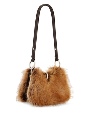 Rabanne ring-detail fur shoulder bag - Brown