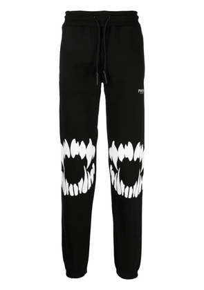 PHOBIA Mouth-print cotton track pants - Black