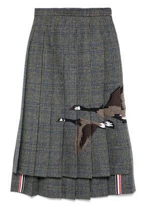 Thom Browne Flying Geese-appliqué pleated midi skirt - Grey