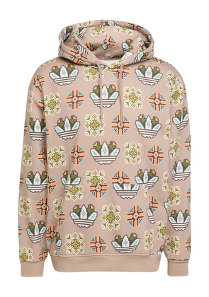 adidas logo-pattern hoodie - Neutrals