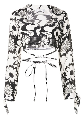 Amir Slama floral-print cropped shirt - White