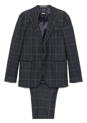 BOSS checked stretch-wool suit - Blue