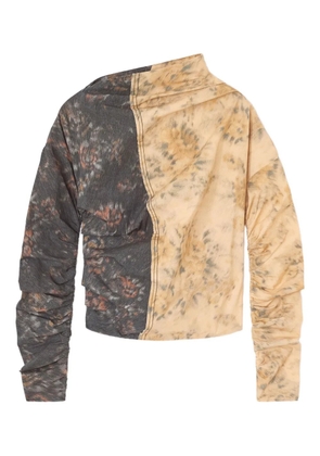 GANNI asymmetric-neck floral-print top - Yellow