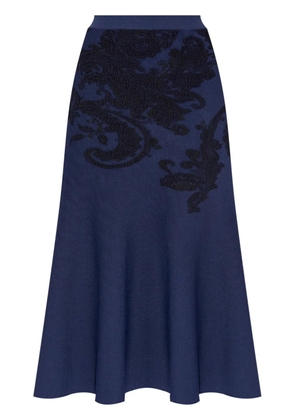 ETRO embroidered A-line midi skirt - Blue