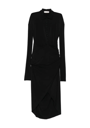 Alberta Ferretti long-sleeve asymmetrical midi dress - Black