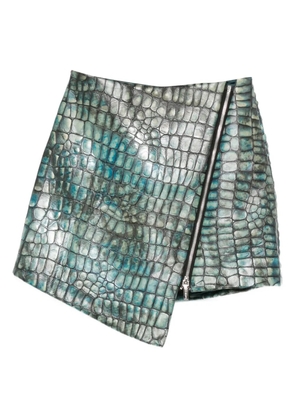 MITILIANE COUTURE embossed leather croc effect skirt - Green