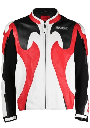 KUSIKOHC graphic-print leather jacket - Red