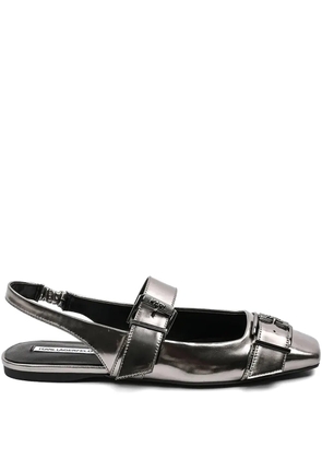 Karl Lagerfeld leather ballerina shoes - Silver