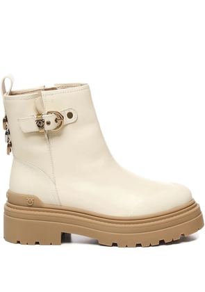 PINKO buckle-detail platform boots - White