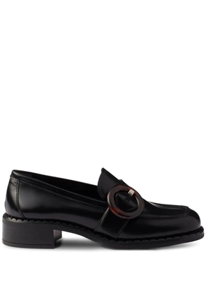Prada circular-buckle leather loafers - Black