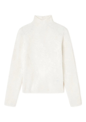 GANNI flower jacquard mockneck top - White