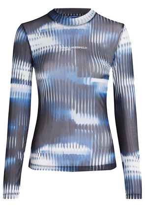 Karl Lagerfeld Jeans glitch-print mesh top - Black