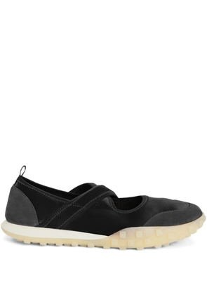 Jil Sander suede trims cross-over Moon Ballerina - Black