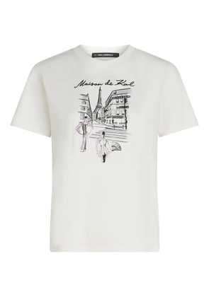 Karl Lagerfeld Paris sketch street-print T-shirt - White