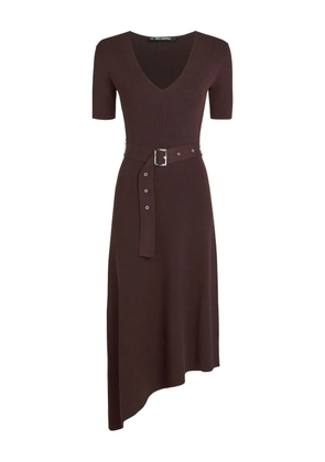 Karl Lagerfeld belted knitted midi dress - Brown